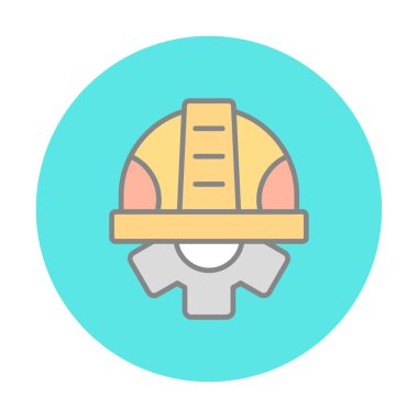 Güvenli Miğfer Düz Vektör Simgesi.                        