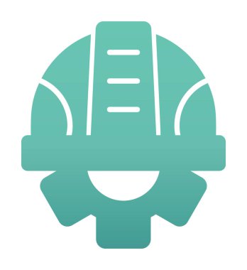 Güvenli Miğfer Düz Vektör Simgesi.                        