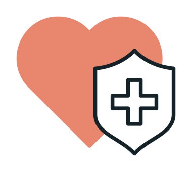 Çapraz ikonlu kalp, vektör çizimi. Sağlık hizmetleri kavramı                             