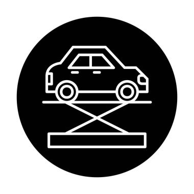 araba kriko ve onarım servisi, vektör illüstrasyonu  