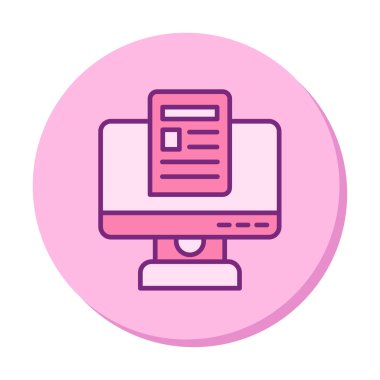 Yazı simgesi, vektör illüstrasyonlu bilgisayar ekranı