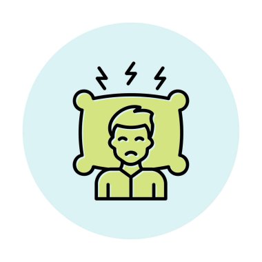 Yastıklı adam, uykusuzluk konsepti vektörü