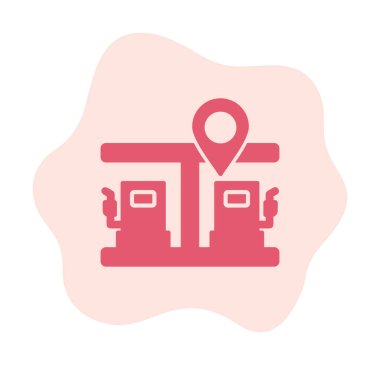 Benzin istasyonu web simgesi, vektör illüstrasyonlu harita işaretleyici