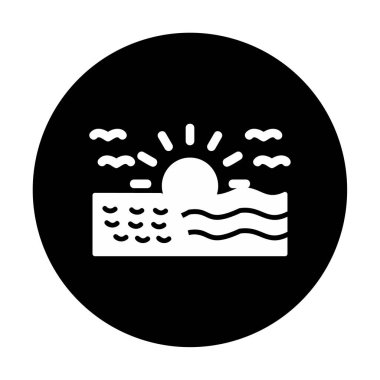 Deniz Ağı simgesinde gün doğumu, vektör illüstrasyonu 