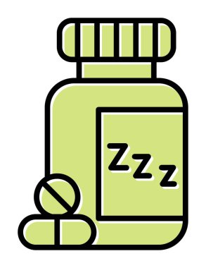 Uyku Hapları Şişesinin vektör çizimi 