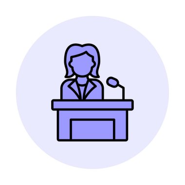 Konuşma standında konuşma yapan kadınlar, vektör illüstrasyonu