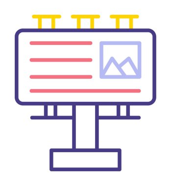 Billboard simgesinin vektör illüstrasyonu 