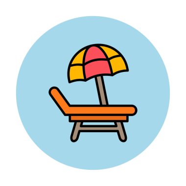 Plaj Sandalyesi Web simgesi, vektör illüstrasyonu