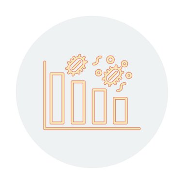 Grafik ve bakteri simgesi, vektör illüstrasyonu ile azalan kavram   