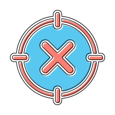  Çember simgesinde konsantrasyon ya da çapraz çizgi yok, vektör illüstrasyonu 