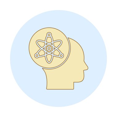 Atom, bilim simgesi, vektör illüstrasyon tasarımı olan insan kafası                                   