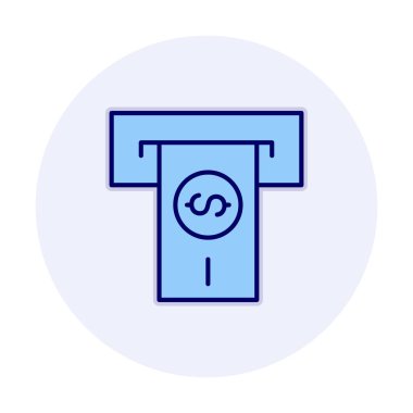 Beyaz arkaplan üzerinde basit tasarım olarak ATM slot satırı simgesinden para çek