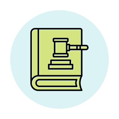 Hukuk kitabı ve tokmak. Web simgesi basit illüstrasyon 