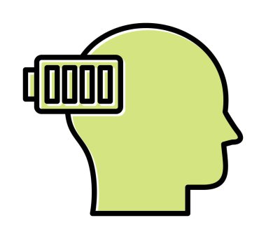 Batarya vektör çizimi tasarımı olan insan kafası