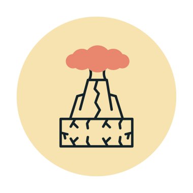 Volkan vektör illüstrasyonu, çizgi film simgesi ögesi.                         