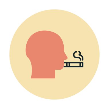 Sigara simgesi olan sigara içen adamın profili, vektör illüstrasyonu 