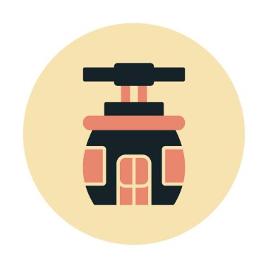 Cableway simgesi, ana hatlı biçim vektör illüstrasyonu  