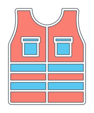 Güvenlik Ceketi Web simgesi, vektör illüstrasyonu