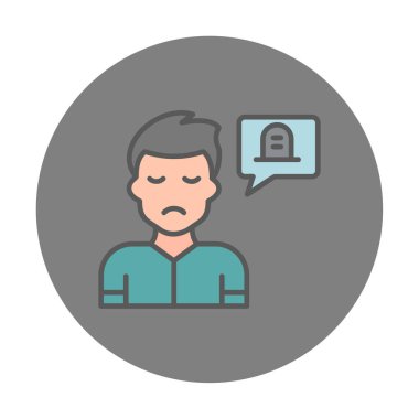 İnsan ve konuşma balonu mezar taşı işareti, vektör illüstrasyonu