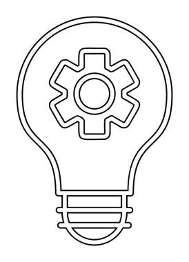 Simge vektör çiziminin içindeki vitesli basit ampul