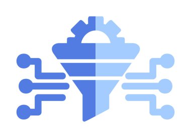 Dişli ve filtre simgesi, vektör illüstrasyonu ile Çalışma Süreci 