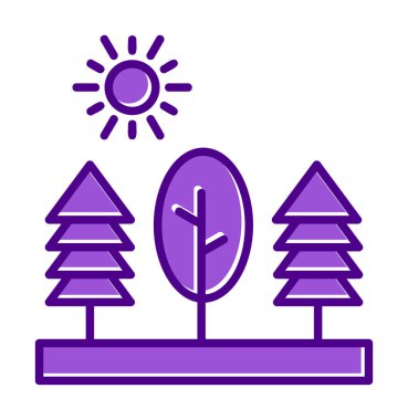 Ağaçlar, orman, doğa simgesi, vektör illüstrasyonu