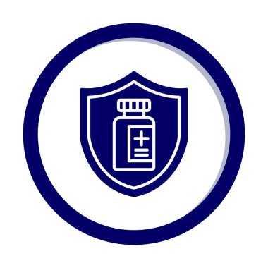 Tıbbi ikon vektör çizimi, aşı koruma kavramı 