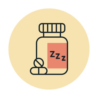 Uyku Hapları Şişesinin vektör çizimi 