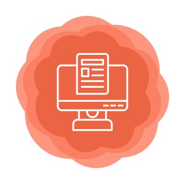 Yazı simgesi, vektör illüstrasyonlu bilgisayar ekranı