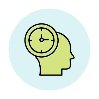 İnsan kafası ikonlu saat. vektör illüstrasyonu                          