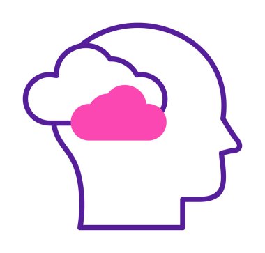 Bulut simgesi olan beyin, vektör illüstrasyonu