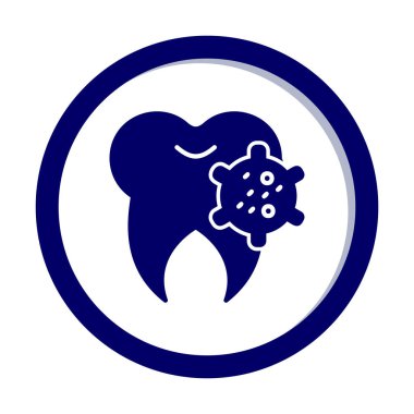 Diş simgesi üzerindeki bakteri, vektör illüstrasyonu  