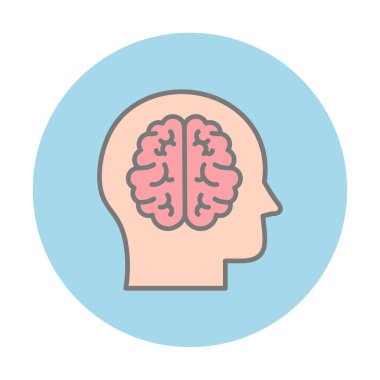 Basit düz beyin simgesi tasarımı çizimi 