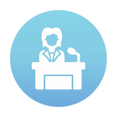 Konuşma standında konuşma yapan kadınlar, vektör illüstrasyonu