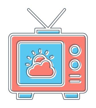 Hava sembollü TV simgesi, vektör illüstrasyonu basit tasarım