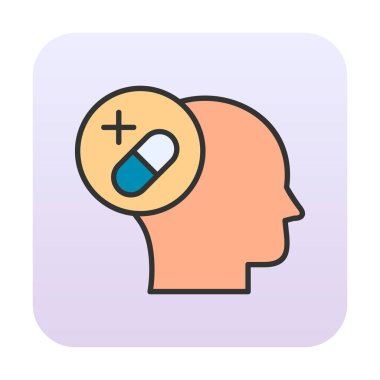 Tıbbi ve sağlık ikonu, vektör illüstrasyon. Ruh Sağlığı Konsepti                                    