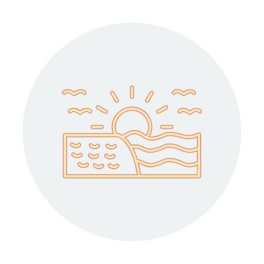 Deniz Ağı simgesinde gün doğumu, vektör illüstrasyonu 