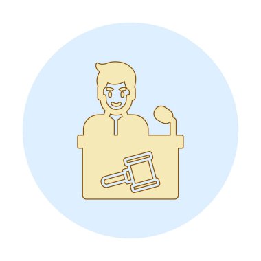 Açık artırmacı simgesi düz stil, vektör illüstrasyonu