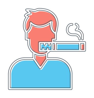 Sigara ikonlu sigara içen adam, vektör illüstrasyonu 