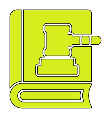 Hukuk kitabı ve tokmak. Web simgesi basit illüstrasyon 