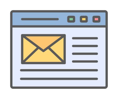 Basit düz bilgisayar e- posta iletisi vektör illüstrasyonu