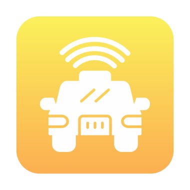 Akıllı araba düz ikonu. Otomobil kontrolüne uzaktan erişim. Nesnelerin İnterneti. Vektör illüstrasyonu 