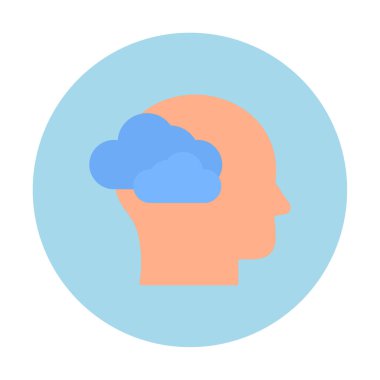 Bulut simgesi olan beyin, vektör illüstrasyonu