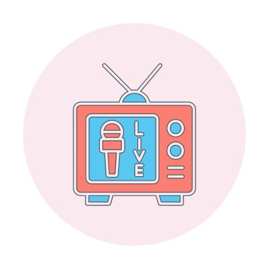 canlı yayın web simgesi, vektör illüstrasyonlu mikrofon 