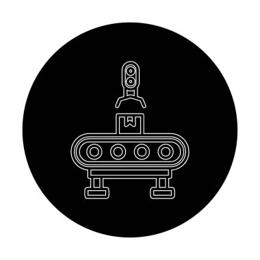 düz basit Fabrika Makine simgesi vektör çizimi  