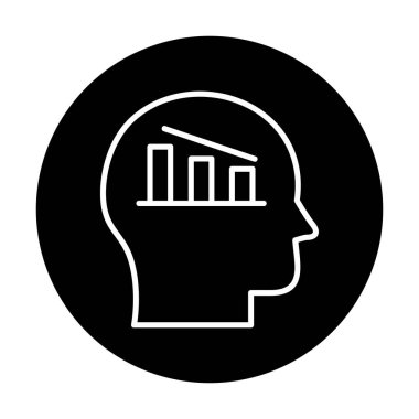 İş grafik simgesine sahip insan kafası, kişisel büyüme simgesi, vektör illüstrasyonu