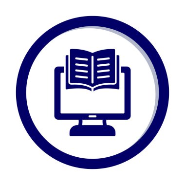 E-kitap ve bilgisayar ekran simgesi, vektör illüstrasyonu 