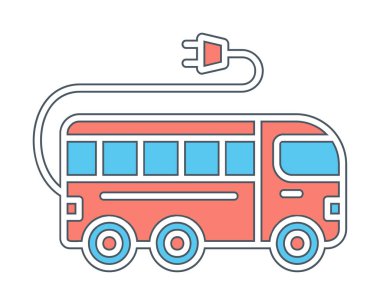 Elektrikli otobüs. Web simgesi basit illüstrasyon