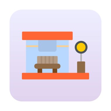 Otobüs Durağı vektör düz simgesi simgesi