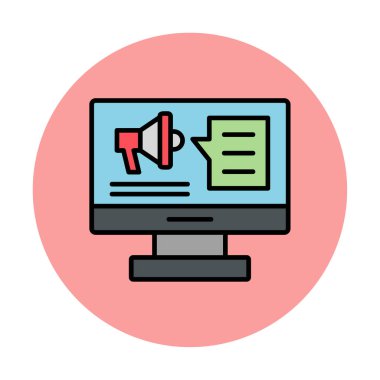 bilgisayar monitörü ve megafon, Dijital Kampanya konsept vektörü